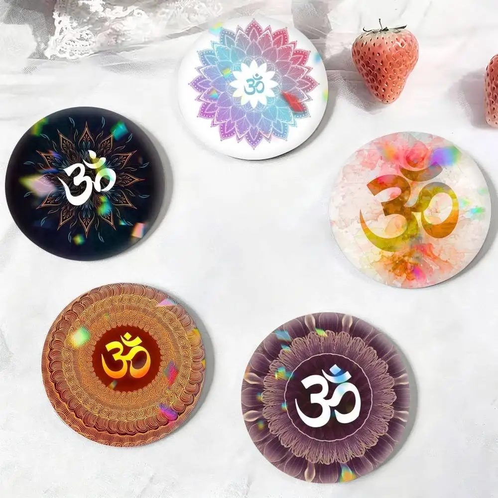O-Om Aum Symbol M-Mandala  25mm 32mm 44mm 58mm 75mm Brooches Badges Pins for Accessories Gift