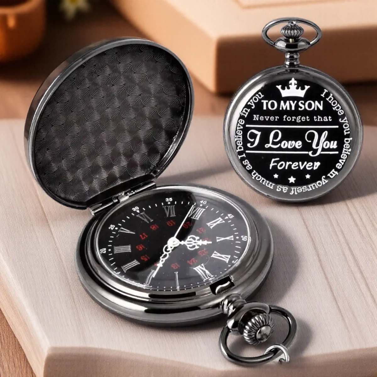 

Винтажные карманные часы для мальчиков, круглый циферблат с римскими цифрами и цепочкой, идеальный подарок на Рождество, день рождения, выпускной