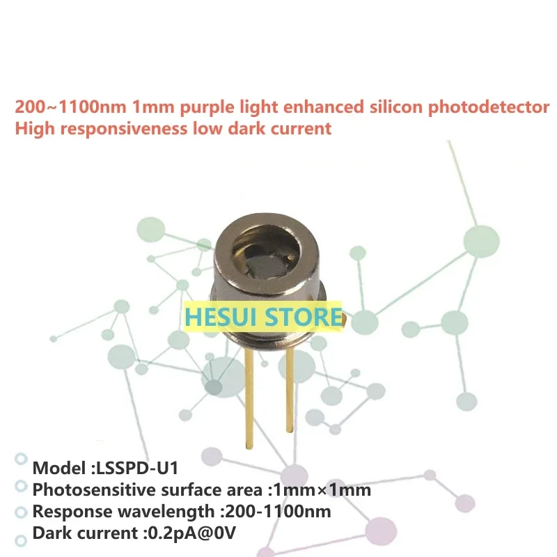 

200~1100nm 1mm violet enhanced silicon photodetector with high responsivity and low dark current
