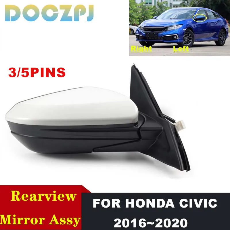 

1PCS Car Manul Folding Rearview Side Mirror Assembly For Honda Civic 2016~2020 3PINS 5PINS Without Turn Signal Light