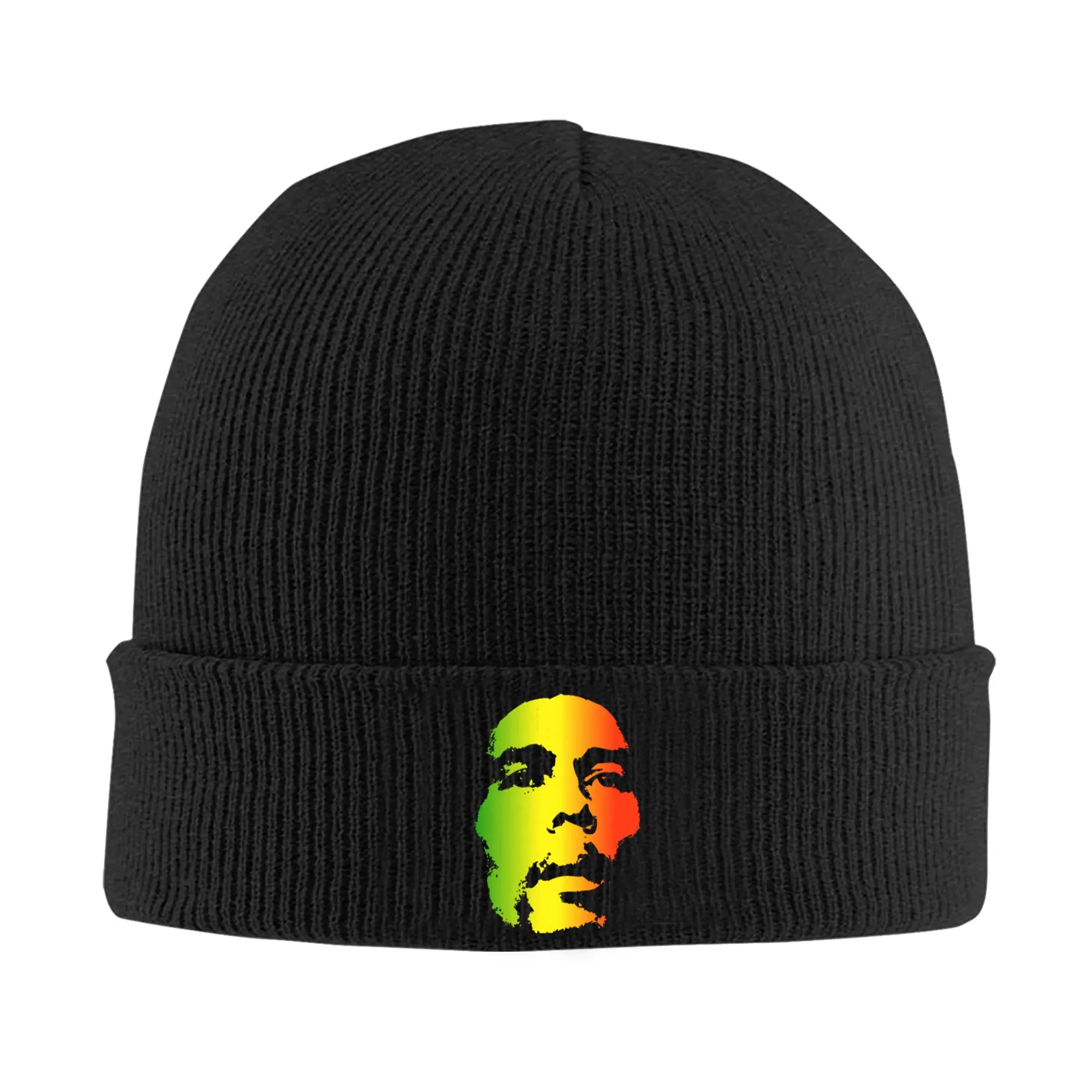 Custom Jamaica Singer Reggae Rock Bob Marley Skullies Beanies Caps Unisex Streetwear Winter Warm Knitting Hat Adult  Bonnet Hats