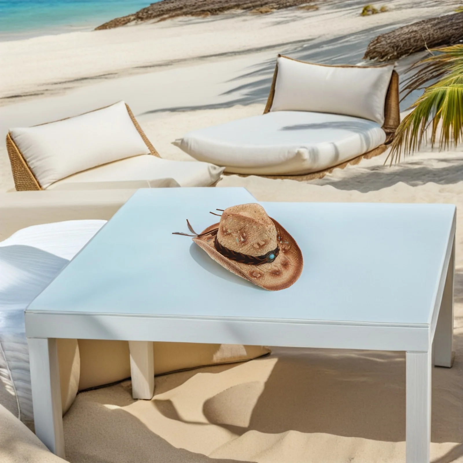 

Retro Cowboy Hat Hollow Out Design Western Style Sun Protection Beach Party Paper Cowgirl Hat Summer Festival Accessory Cap