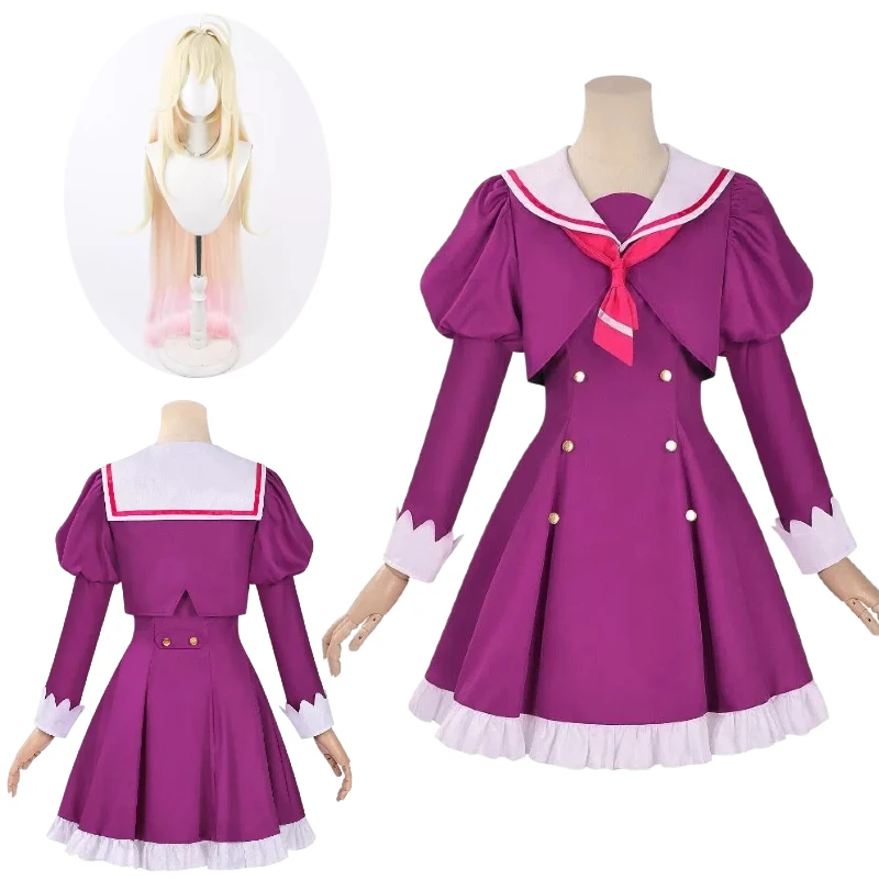 

Anime Moria Ruruka Cosplay Costume Purple Dress School Uniform Japanese-style JK Wig Role Play Outfit for Women Theme Party