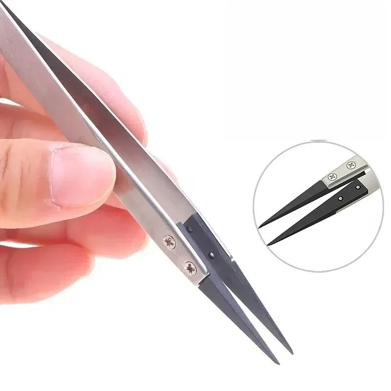 Anti-Static Ceramic Tweezers, Precision Non-Magnetic Tweezers for Electronics Repair, Watchmaking, Jewelry & Lab Use