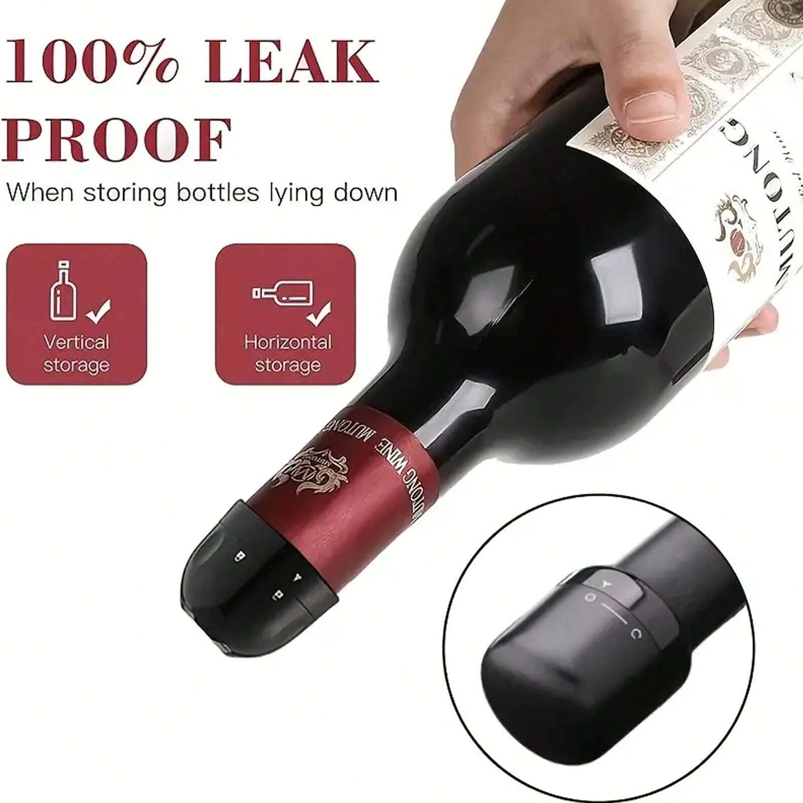 1pc Black Domestic Kitchen Sealing Red Wine Bottles Stoppers Mini Preservation Spin Leak Proof Wine Champagne Stoppers Cap