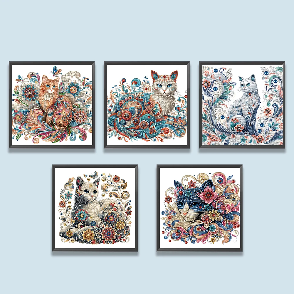 

5D DIY Partial Special Shaped Drill Diamond Painting Kit Cat Decoration 30x30cm