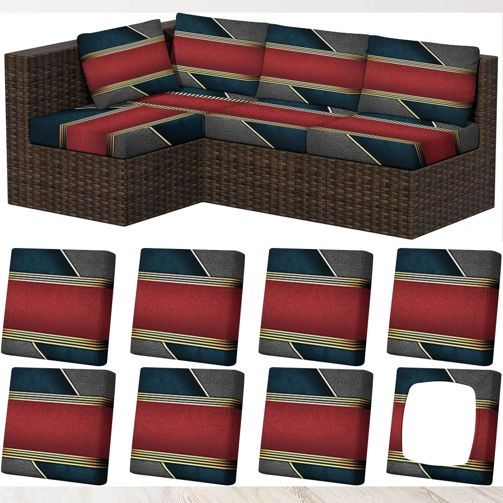 Summer Outdoor Sofa Cover with Geometric Pattern, High - Elastic Milk Silk, Pet - Friendly, Machine - Was