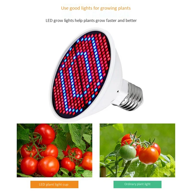 ABAH-2X E27 300Leds Planta Cresce Lâmpada LED Espectro Completo Crescimento Lâmpadas Mudas Flor Phyto Lâmpada