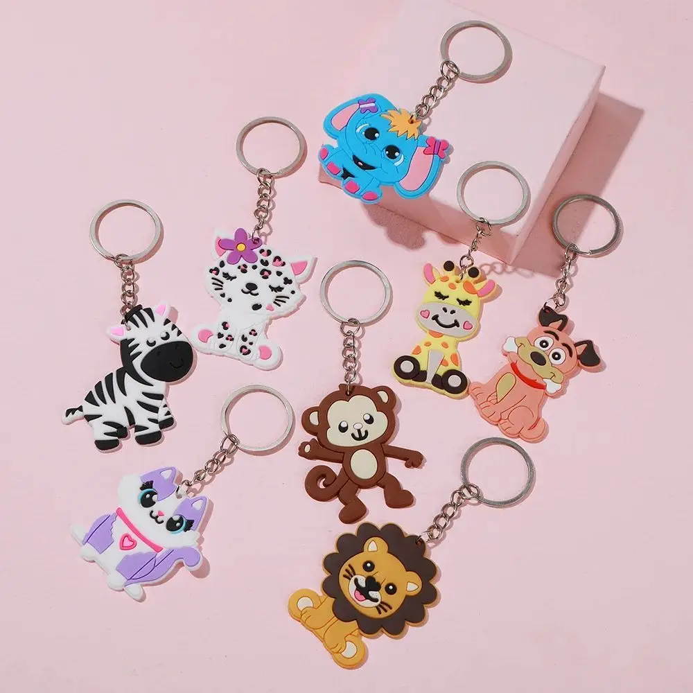 

1 PCs Cartoon Cute Animal Key Pendant Gift Jungle Animal Key Chain PVC Drop Glue Accessories Car Bag Keychain