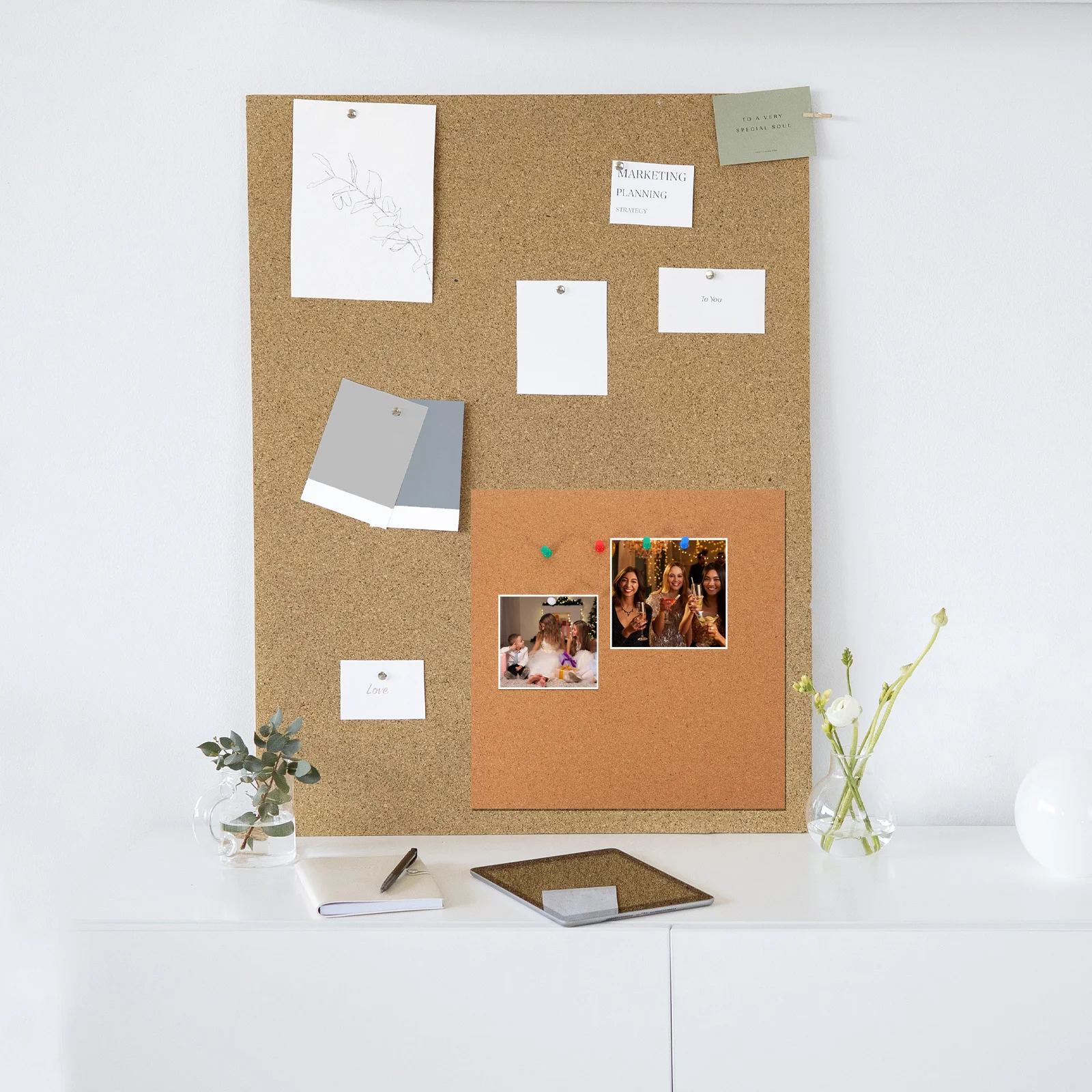 1 Set tabelloni di sughero autoadesivi per pareti bollettino per ufficio casa parete avviso display bacheca bacheca di sughero parete decorativa