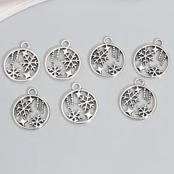 50pcs Cute Snowflake Charms Christmas Hollow Snow Pendants For Jewelry Making DIY Handmade Findings