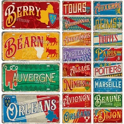 Artisian Ctiy State Metal Sign France Province Landmark License Plate Travel Car Plate Decorative Tin Plaque Wall Decor Garage