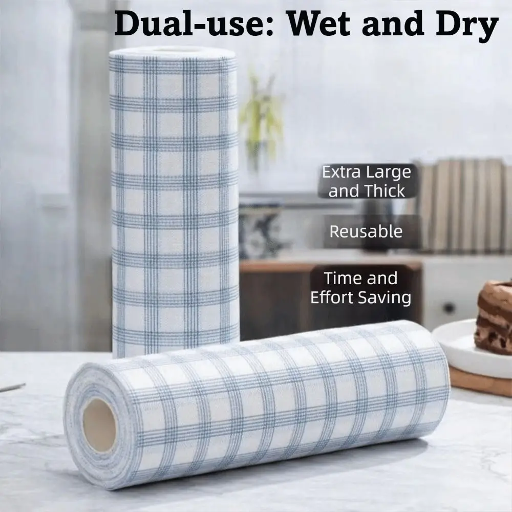 1Roll/400Sheets Non-woven Fabric One-Time Dishcloth Thickened Degreased Non-Stick Oil Cloth Washable Dry Wet Dual-Use