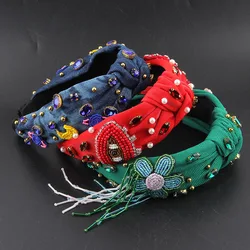 Bohemia Cowboy Knot Crystal Bear Hairband Luxury Rhinestone Diamante Colorful Headband Party Wedding Female Hair Accessories 157