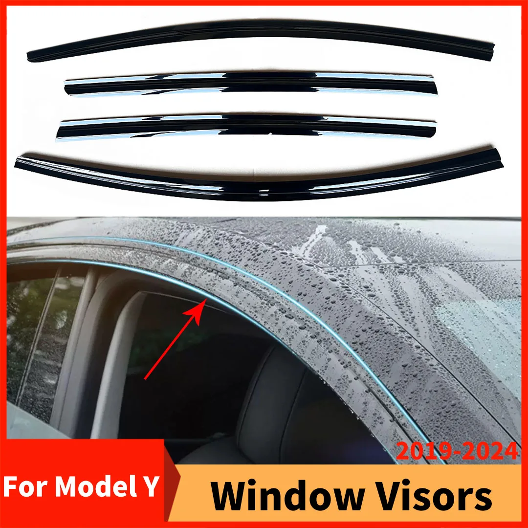 جزء تمديد 4 قطعة أقنعة النافذة الظل الرياح منحرف المطر الحرس الحاجب تقليم ل تسلا نموذج Y 2019-2024 طقم الجسم اكسسوارات