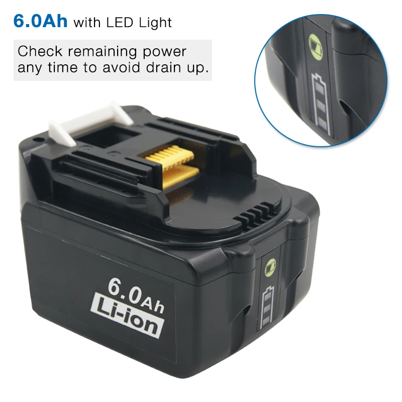 BL1440 BL1430 14.4V 6000mAh Lithium Cordless Power Tools Rechargeable Battery for Makita BL1415 BL1460 194559-8 BDF343 TD130D