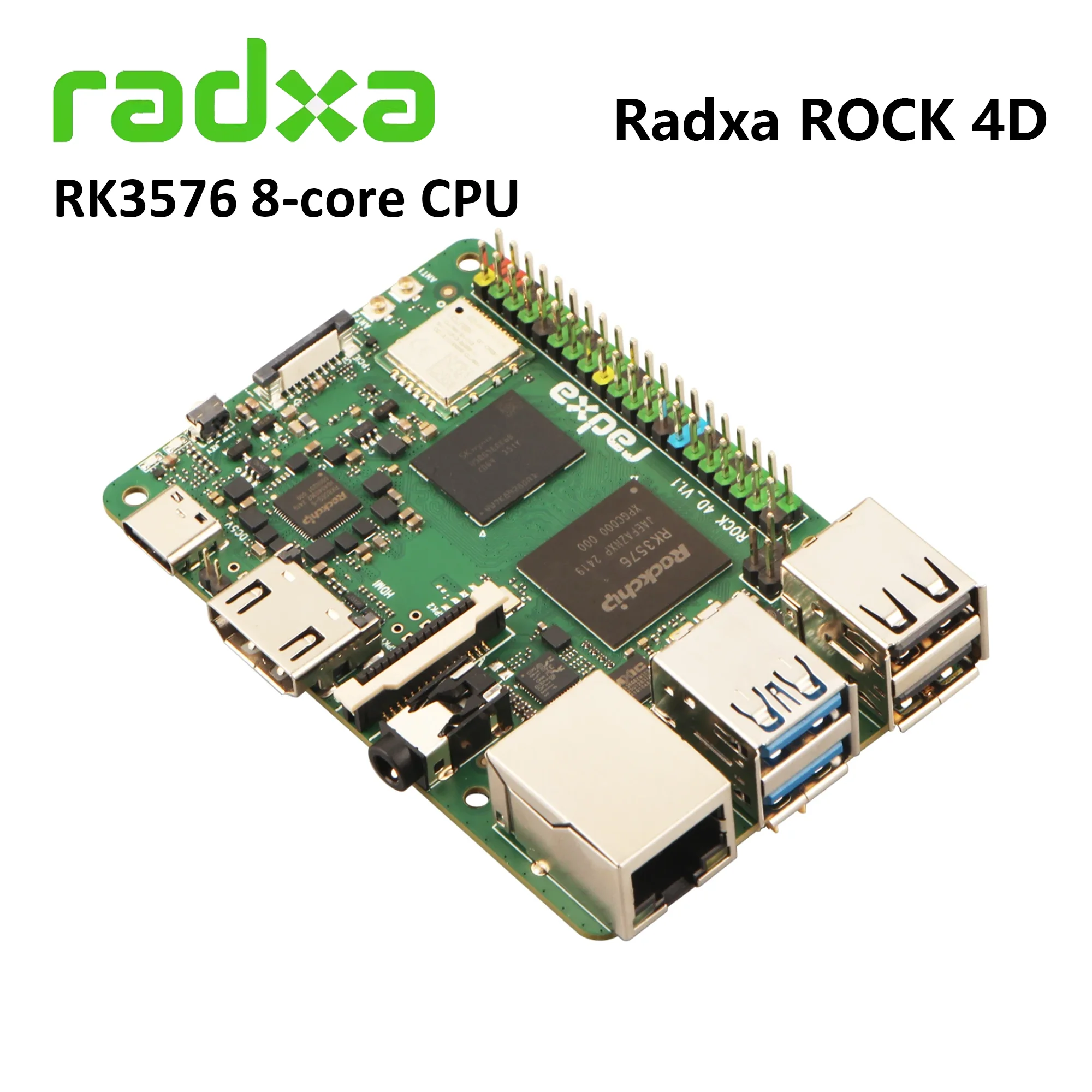لوحة تطوير Radxa ROCK 4D RK3576 ذات 8 النواة، مصممة لـ Al and Edge الصناعي، 6TOPS، دعم NPU RKNN، دعم LLM، USB3.0 #3