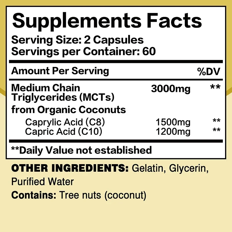 MCT Oil - Supports Energy and Endurance, Healthy Weight Management - Easy To Absorb Supplement