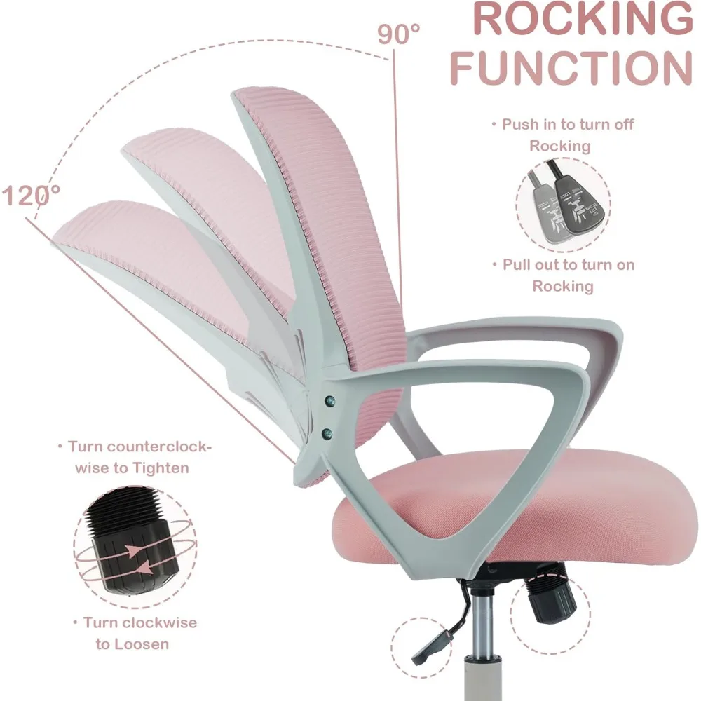 كرسي مكتب مريح: كرسي كمبيوتر شبكي مريح مع مساند للذراعين، ودعم قطني قابل للتعديل، وغطاء تنفيذي دوار #3