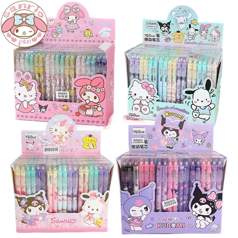 New Sanrio Gel Pen 12pcs Kuromi Cinnamorroll My Melody School Children's Test Tool Cute Student Stationery Writing Pen Black