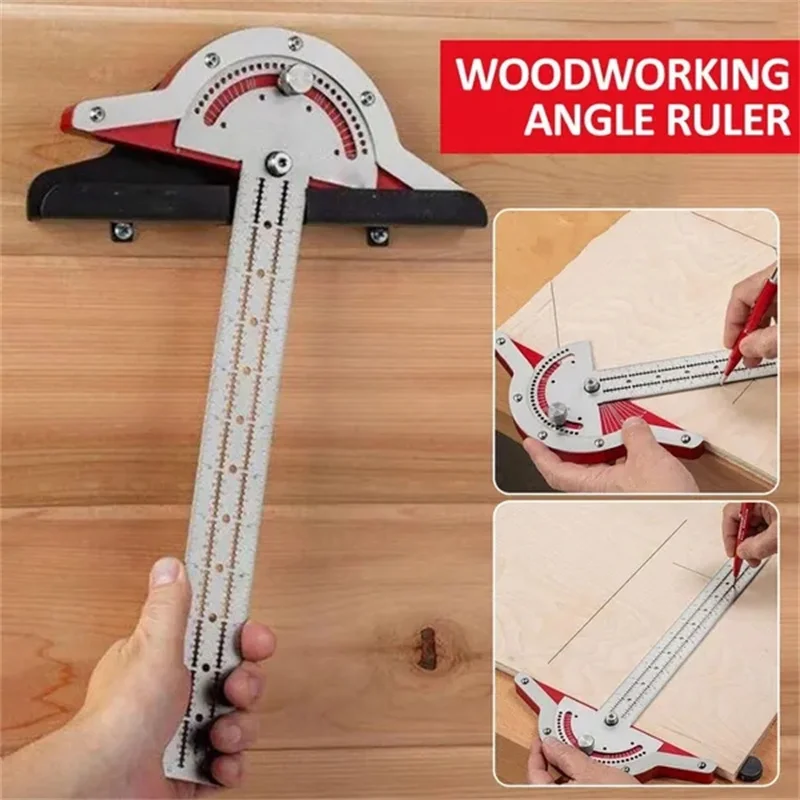 

Stainless Steel Woodworking Edge Ruler Protractor Angle Finder Vernier Caliper Measure Tool Baseboard Crafts Carpenter Tool