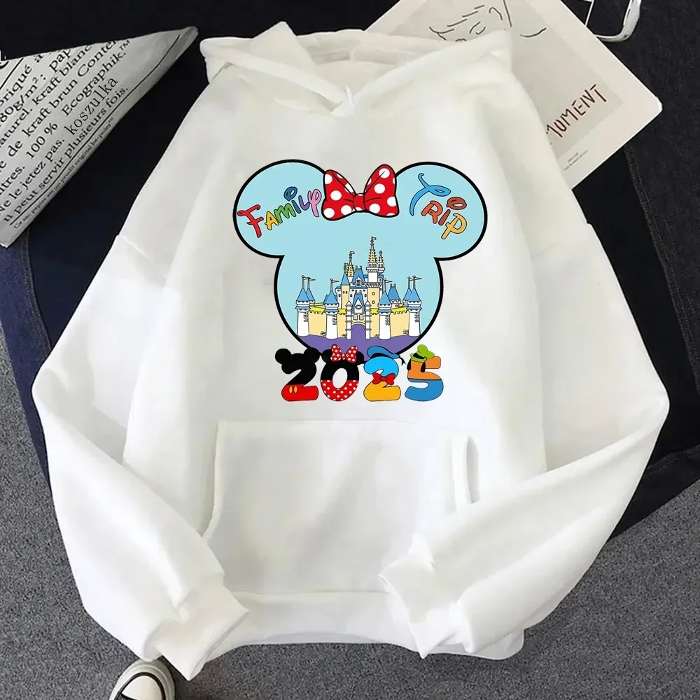 Cartoon Mouse Family Trip Printed Hoodie 2025 Women\'s Sweatshirts Pullover Tops Fashion Hoodies Autumn Winter Streetwear Clothes