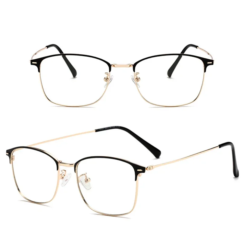 Photochromism Eyeglasses Square Alloy Frame  Myopia Glasses Outdoor UV Protection Diopter -0.5 -1.0 -1.5 -2.0 To -6.0