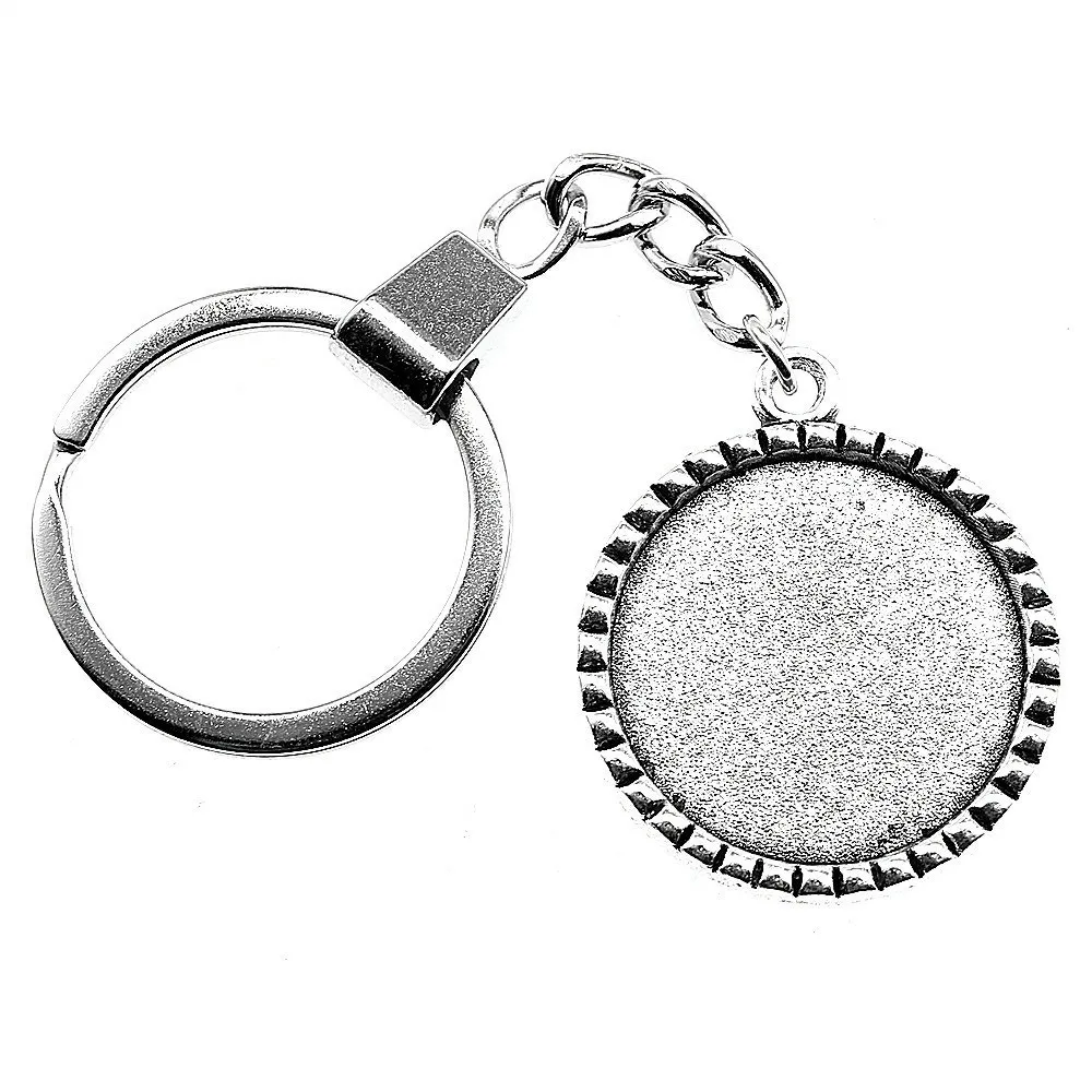 جولة الزجاج كابوشون قاعدة إعداد صينية الحافة حلقات المفاتيح 30 مللي متر النساء مجوهرات الشاطئ البوهيمي تذكارية