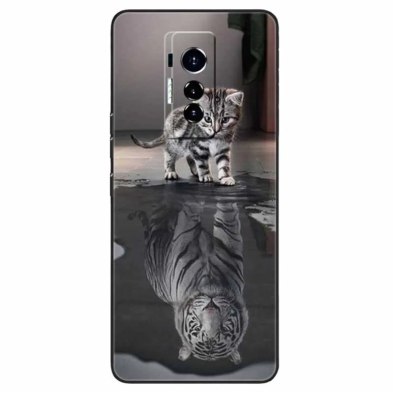 For Tecno Phantom X Case Soft Silicone Luxury Shockproof Cover On for PhantomX 2021 TPU Coque Cute Cat Painted Funda Shell 6.7\'\'