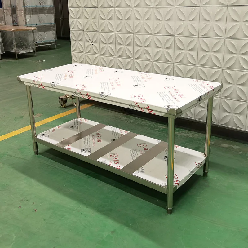 

Thickened stainless steel double-layer workbench Catering kitchen Operating table Stainless steel table Packaging case Hotel loa