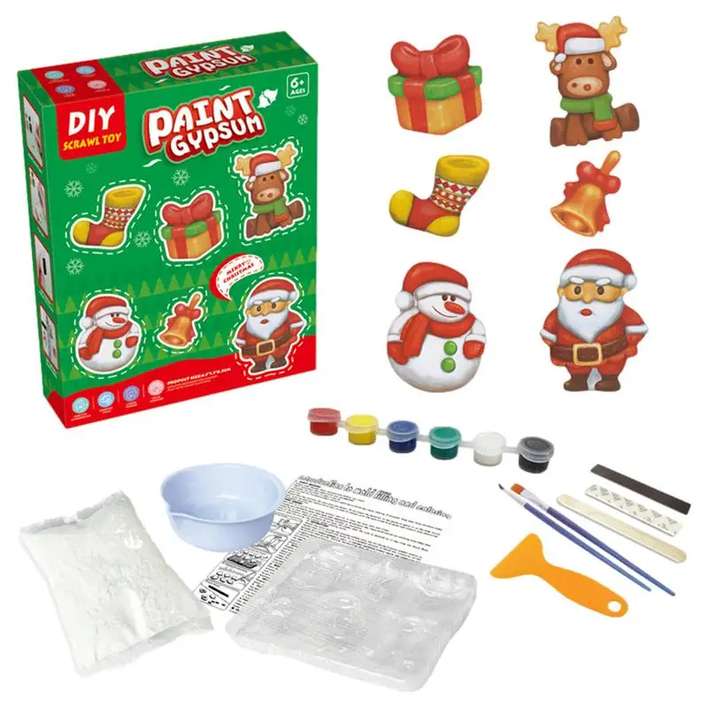 DIY Gypsum Painting Kit Creative Scrawl Toy Dinosaur Cupcake Universe Christmas Styles Plaster Painting Set Kids Christmas Gift