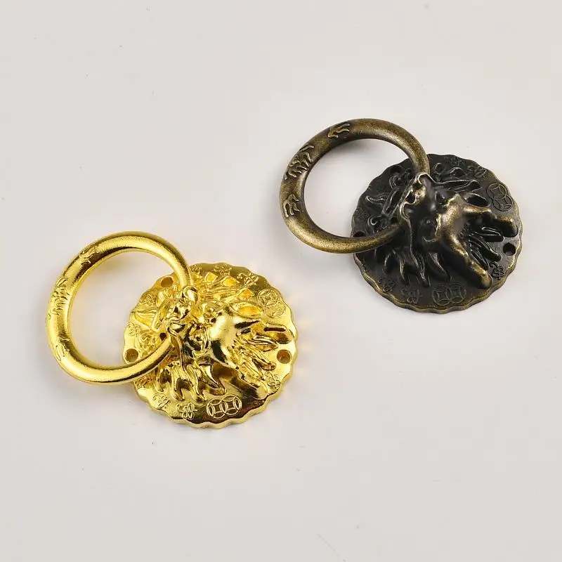 Vintage Lion Head Drawer Pull Handle Zinc Alloy Chinese Style Small Size for Wardrobe Cabinet DIY Furniture Renovation