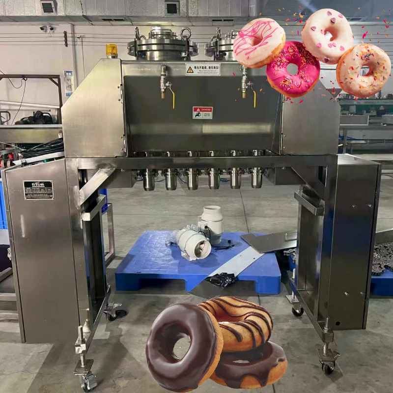 Customized Stainless Steel PLC Touch Screen Ring Donut Forming Frying Glazing Integrated Food Machine Doughnut Production Line
