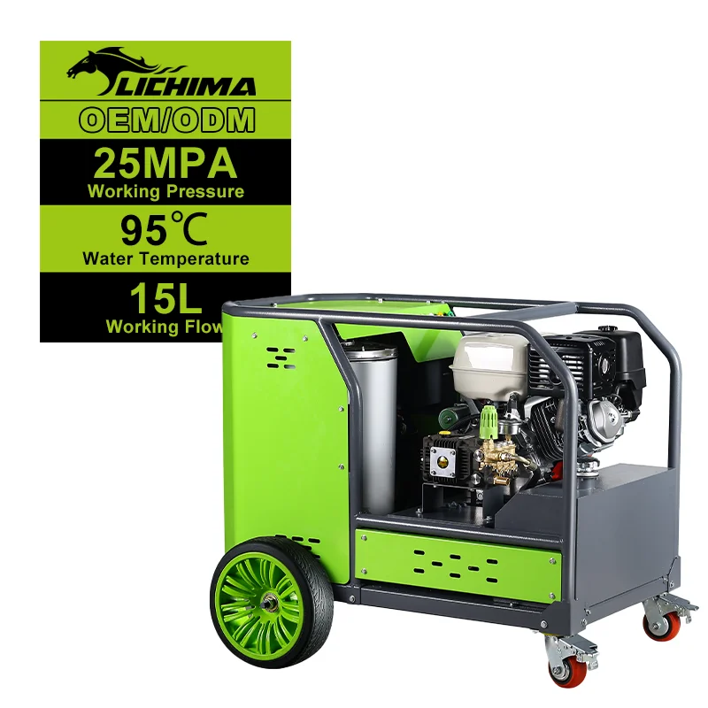 

China Heavy Portable Commercial Petrol Power Hot Water Cleaning 25 Mpa Jet Pressure Washer for Multi Use