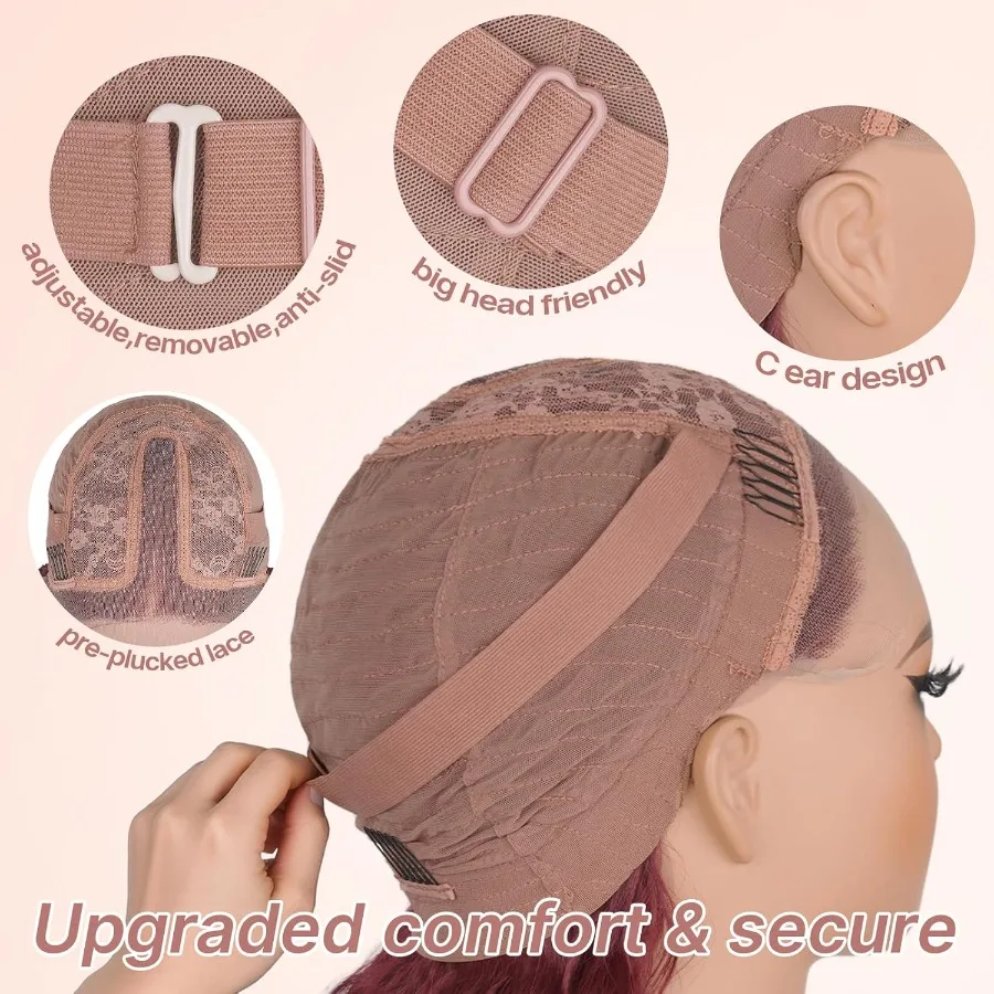 Lange, tiefe, lockige Perücke, synthetische Lace-Front-Perücken, leimlos, 13 x 5 x 1 HD, transparente Spitzenperücke, vorgezupft, natürlicher Haaransatz, gewellte Perücken für