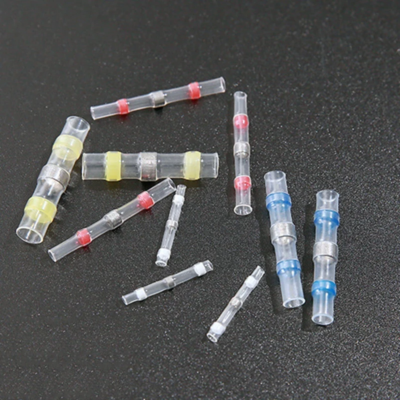 50Pcs Connector Heat Shrink Sordering Terminals Waterproof Solder Sleeve Tube Wire Insulated Butt Connectors Diy Electronic Cabl
