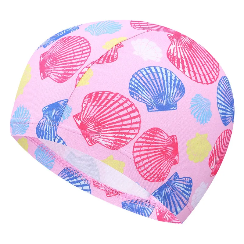 Kids Swim Cap Girls Cartoon Comfortable Cloth Cap Baby Swim Stretch Hat Girls Elementary School Swimming Pool Equipment