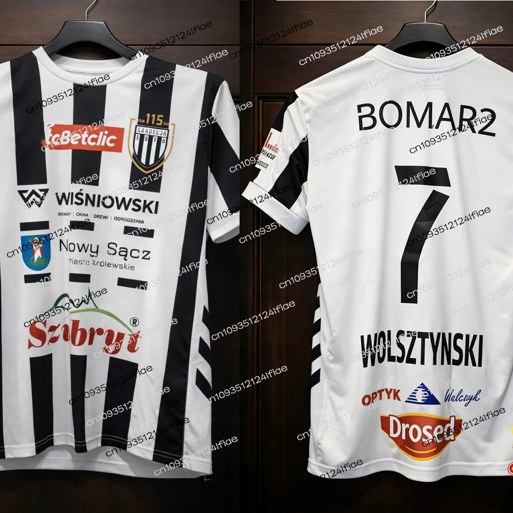 25/26 New Polish Men's/KIds Football Quick-Dry Sports T-Shirt Sandecja Nowy Sącz Football Match Jersey Fan Special Jersey Kit