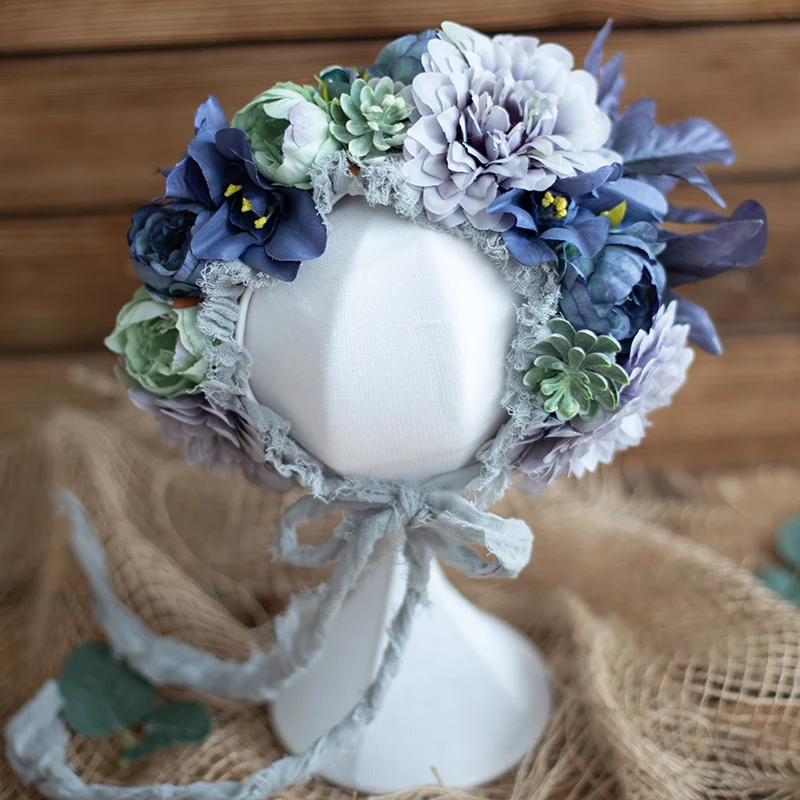Newborn Flower Bonnet Photography Shoot Baby Girl Hat Photo Prop Newborn Photography  Props Christmas Gift
