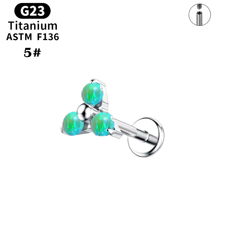 Titanium alloy lip ring, three diamond zircon earrings, human puncture jewelry