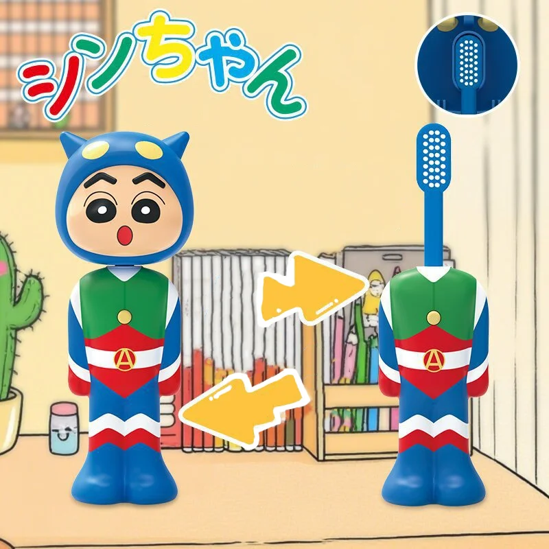 Crayon Shin-chan 2 in 1 kid girl boy children Cartoon Toothbrush Soft Bristle Oral Care Brush