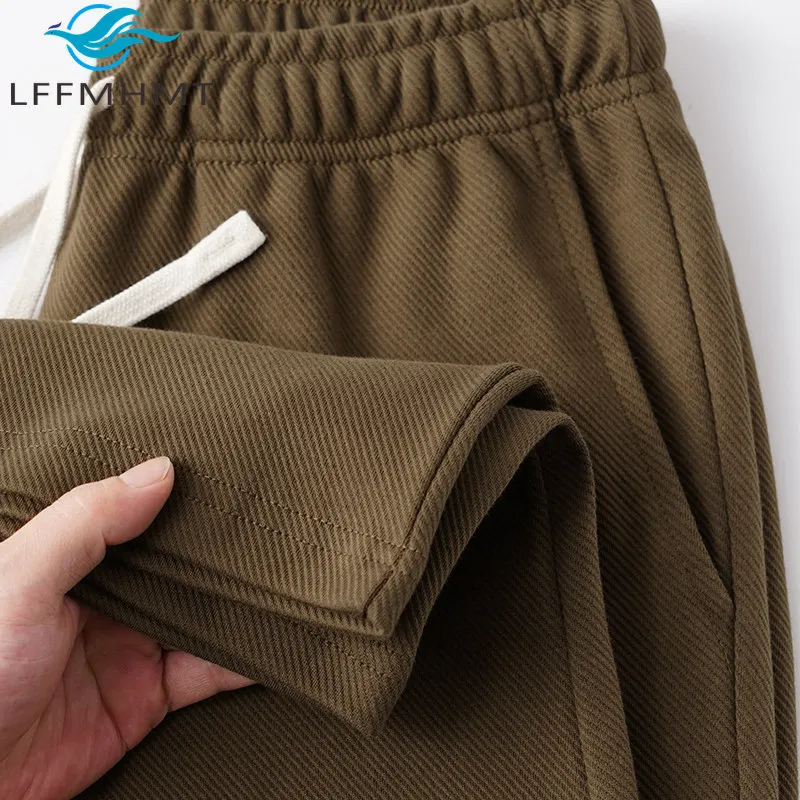 

420g Heavyweight Knitting Straight Premium Pants for Men Good Quality Cotton Blended Loose Casual Relax Fit Unisex Trouser Male