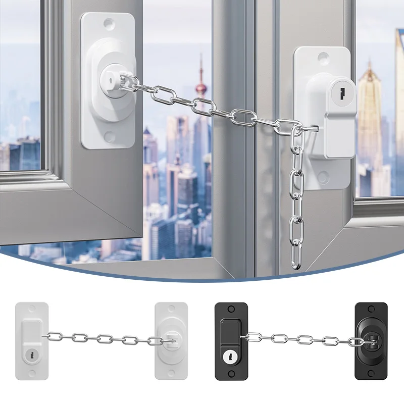 New Children Safety Lock Adjustable Stainless Steel Chain Window Limit Cabinet Door Drawer Refrigerator Lock Security-Protection