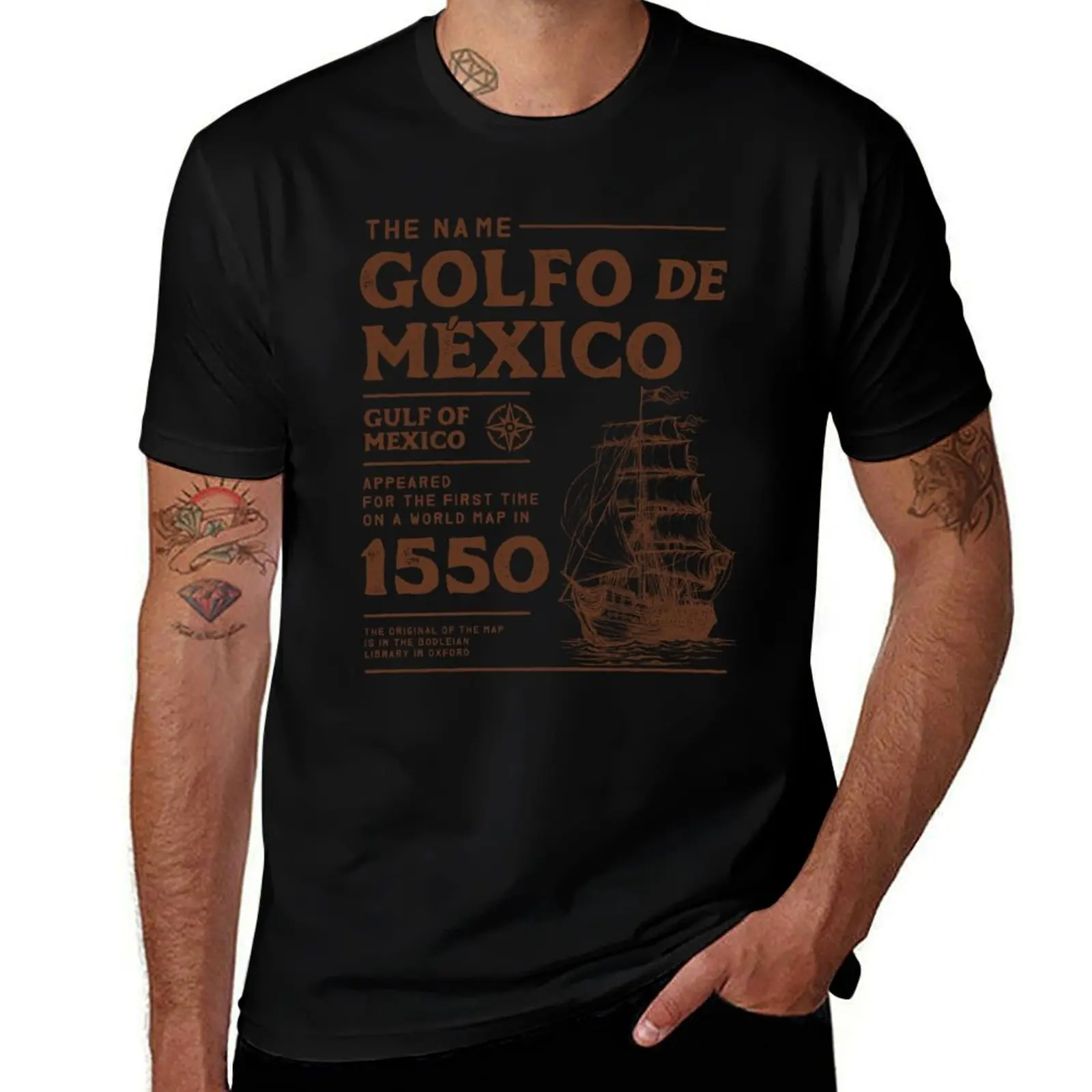 

Gulf of Mexico Name Origin 1550 T-Shirt cute tops kawaii clothes man clothes Short sleeve tee fruit of the loom mens t shirts