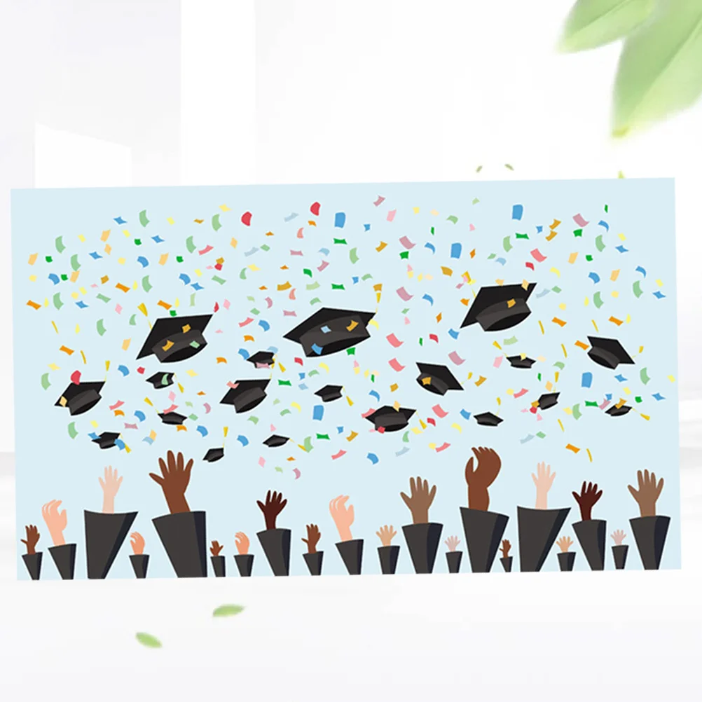 

3D Graduation Blackboard Photo Backdrop Printed Cloth Lightweight Durable Seamless Non-Reflective Photography Background Party