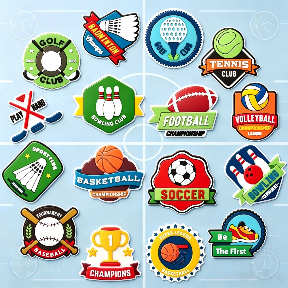16Pcs Sports Balls Shoe Charms for Boy Girl Teens Shoe Football Basketball Baseball with Buttons for Clog Sandals Party Gift
