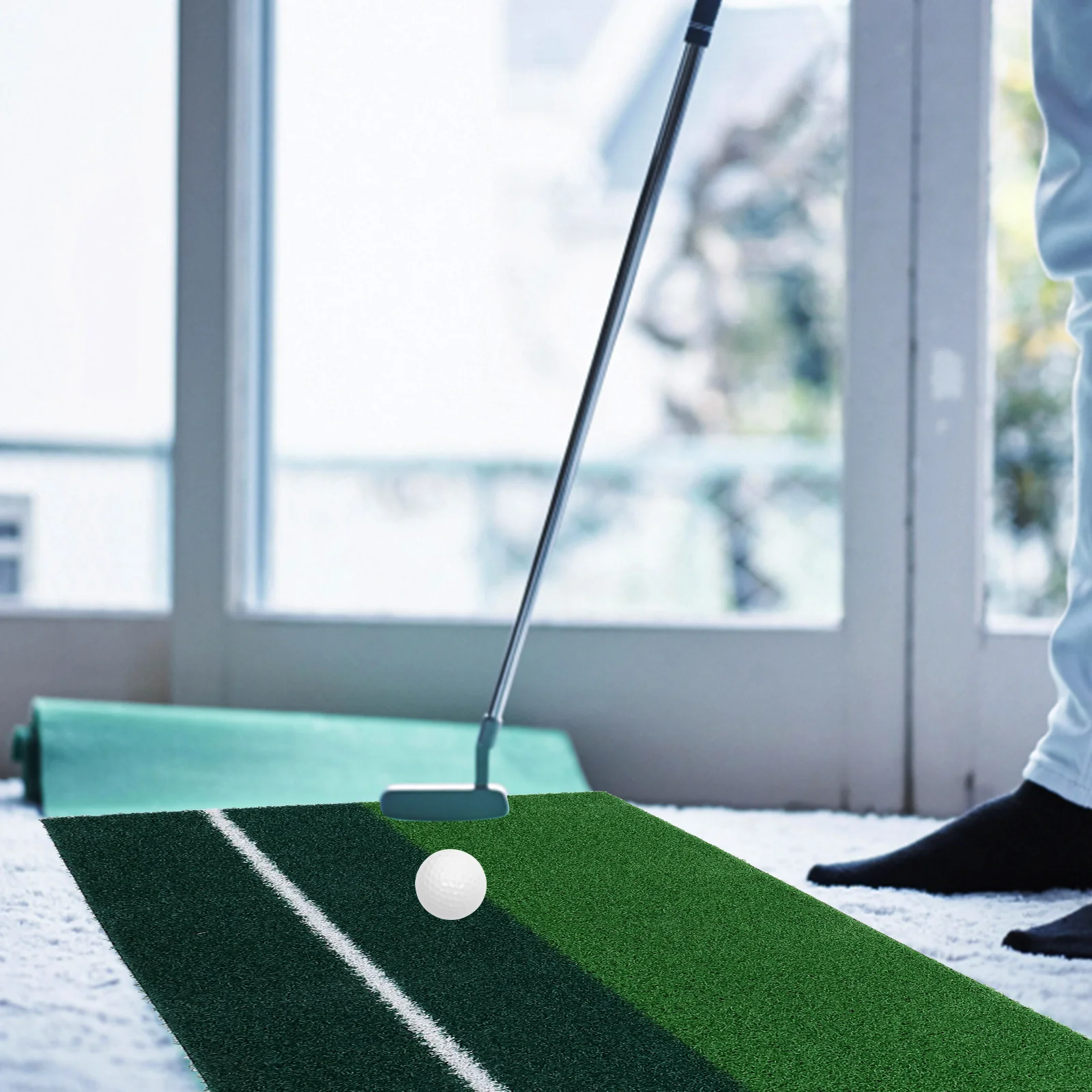 

2pcs Mat Convenient Artificial Turf Swing Mat Portable Training Aids for Home Office Outdoor (30x60cm, with Ball Holders, B