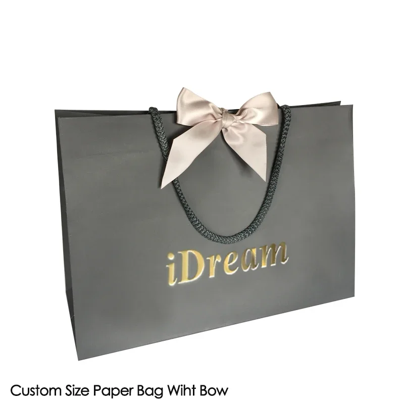 Custom Jewelry Paper Bag Custom Jewelry Paper Bag Exquisite cloth store shopping paper bag with ribbon closure