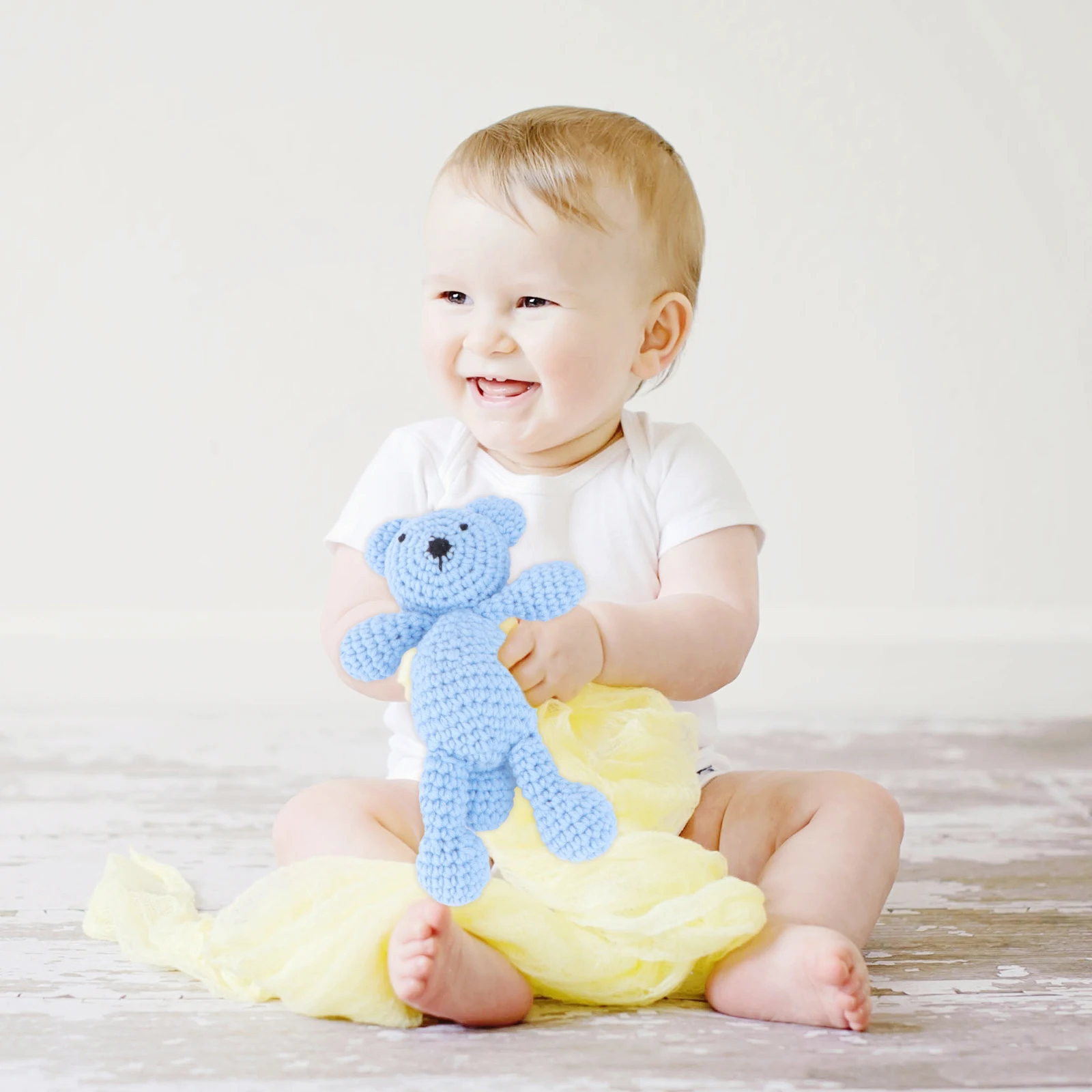 

Beige Knitted Baby Photo Hat Newborn Photography Props Crochet Bear Design for Infant 0-3 Months Baby Photo Hat