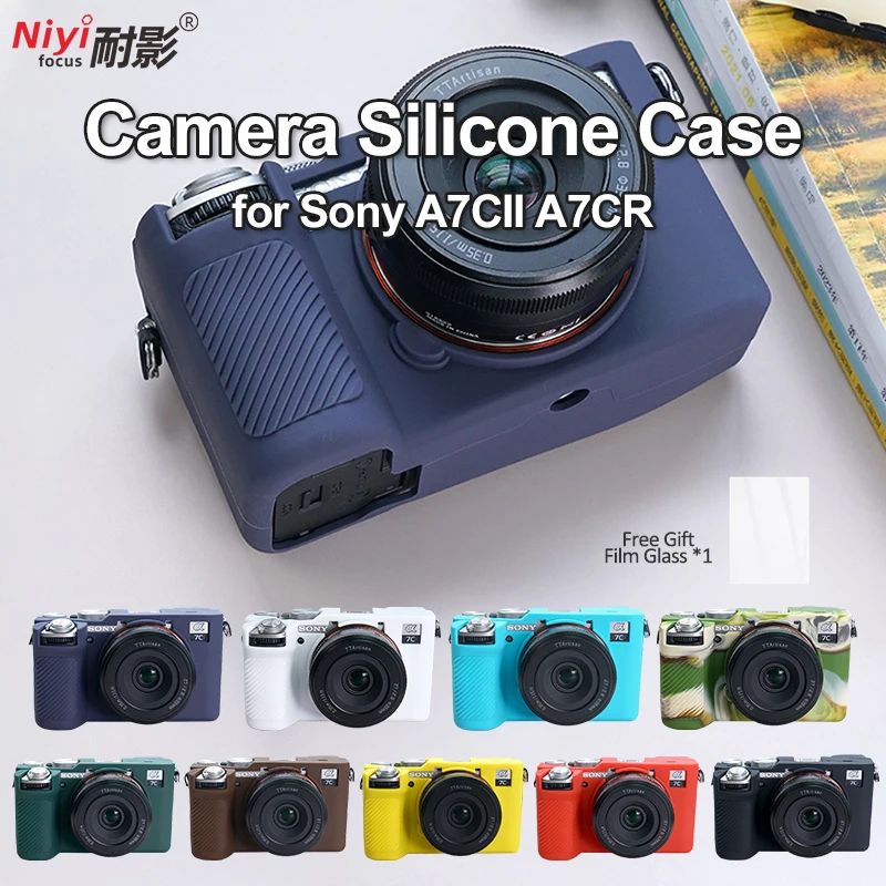 Camera Silicone Case for Sony Alpha 7C Mark II A7CR Camera Cover Full Body Case Protector Sony A7CII A7CR with glass film